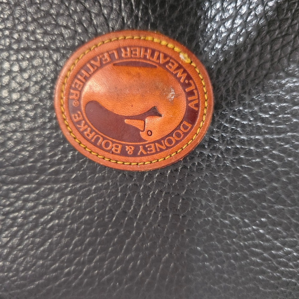 Vintage Dooney & Bourke AWL Black Tan Leather Crossbody Shoulder Bag Duck Logo - Picture 9 of 16